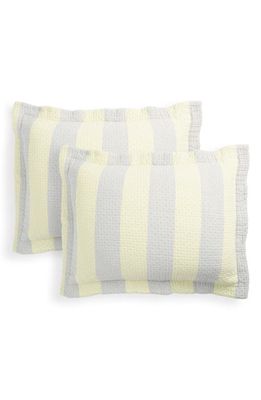 Dusen Dusen Set of 2 Cool Stripe Cotton Matelassé Shams in Yellow/Gray Stripe Shams