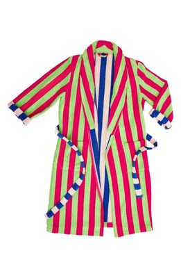 Dusen Dusen Stripe Terry Bathrobe in Garden Stripe