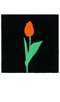 Dusen Dusen Tulip Embroidered Pillow Cover in Black.