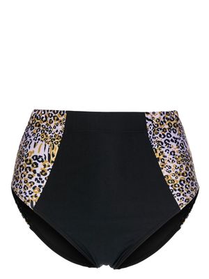 Duskii high-waisted leopard-print bikini bottoms - Multicolour