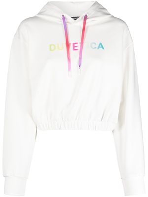 Duvetica logo-print cropped hoodie - Neutrals