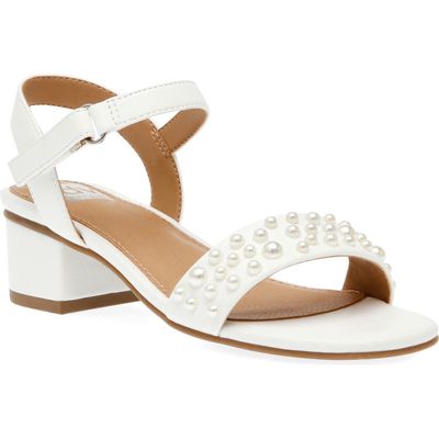 DV by Dolce Vita Kids' Golda Imitation Pearl Ankle Strap Sandal in Ivory 