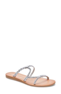 DV FOOTWEAR Braided Strap Slide Sandal in Silver Metallic Stella