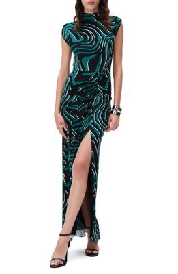 DVF Apollo Cap Sleeve Knit Maxi Dress in Emerald Zbhde