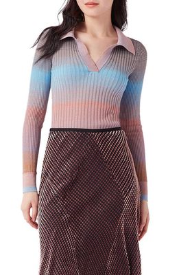 DVF Desreen Gradient Stripe Cotton Blend Sweater in Gradient Blue