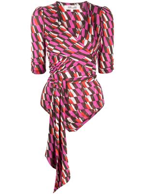 DVF Diane von Furstenberg Abbie printed mesh bodysuit - Pink