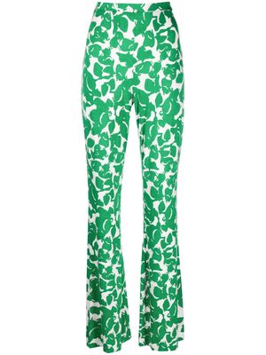 DVF Diane von Furstenberg abstract-pattern bootcut trousers - Green