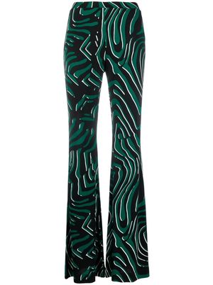 DVF Diane von Furstenberg abstract-pattern flared trousers - Green