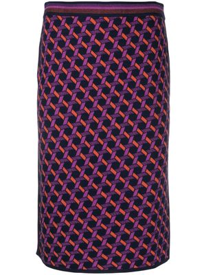 DVF Diane von Furstenberg abstract-print knitted skirt - Purple