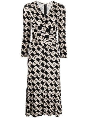 DVF Diane von Furstenberg abstract-print midi-dress - Black
