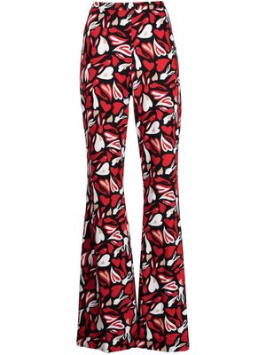 DVF Diane von Furstenberg abstract-print silk flared trousers