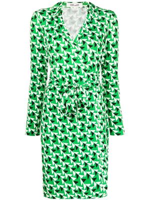 DVF Diane von Furstenberg abstract-print silk wrap dress - Green
