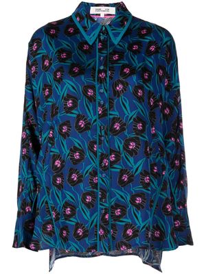 DVF Diane von Furstenberg Alona satin floral-print blouse - Blue