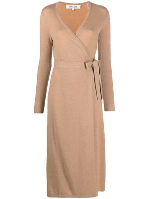DVF Diane von Furstenberg Astrid knitted midi wrap dress - Brown