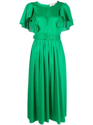 DVF Diane von Furstenberg belted pleated dress - Green
