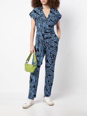 DVF Diane von Furstenberg botanical-print belted jumpsuit - Blue