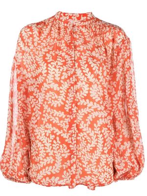 DVF Diane von Furstenberg Bristol leaf-print blouse - Orange