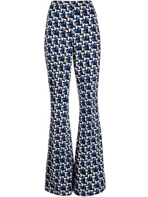 DVF Diane von Furstenberg Brooklyn geometric-pattern flared trousers - Black