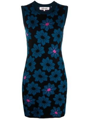 DVF Diane von Furstenberg daisy intarsia-knit sleeveless dress - Black
