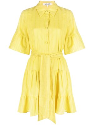 DVF Diane von Furstenberg draped mini shirt dress - Yellow