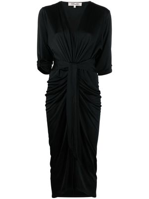 DVF Diane von Furstenberg draped V-neck midi dress - Black