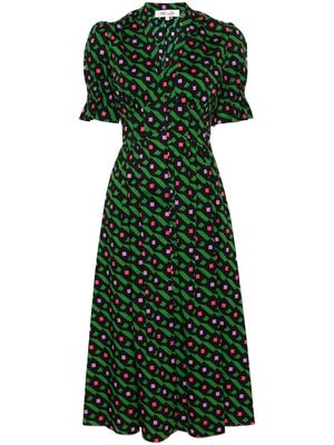 DVF Diane von Furstenberg Erica geometric-print poplin dress - Black