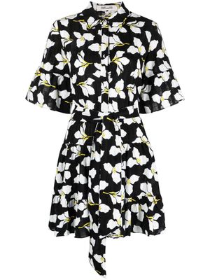 DVF Diane von Furstenberg floral mini shirt dress - Black