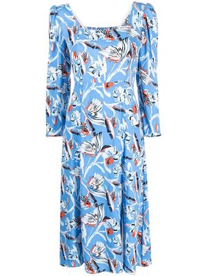 DVF Diane von Furstenberg floral-print flared midi dress - Blue