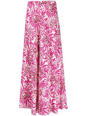 DVF Diane von Furstenberg floral-print fluted skirt - Pink