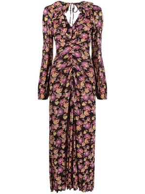 DVF Diane von Furstenberg floral-print ruched dress - Black