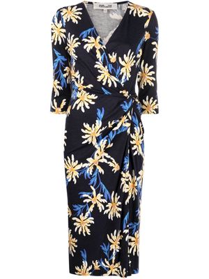 DVF Diane von Furstenberg floral-print V-neck dress - Blue