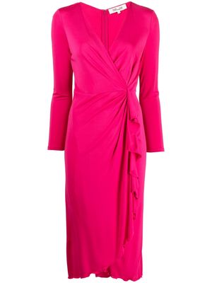 DVF Diane von Furstenberg gathered-detail midi dress - Pink