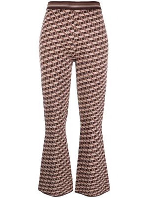 DVF Diane von Furstenberg geometric-pattern jacquard flared trousers - Brown