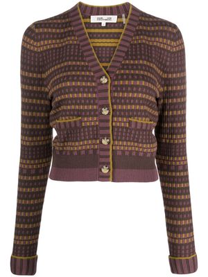 DVF Diane von Furstenberg Gilda patterned-jacquard cardigan - Purple