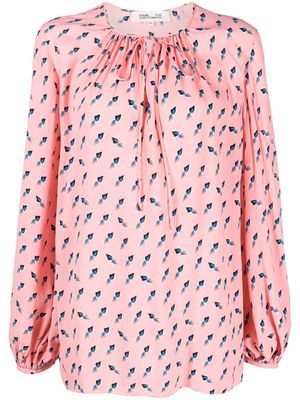 DVF Diane von Furstenberg graphic-print long-sleevd blouse - Pink