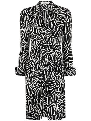 DVF Diane von Furstenberg graphic-print long-sleeved dress - White