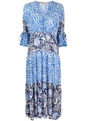 DVF Diane von Furstenberg graphic-print mid-length dress - Blue