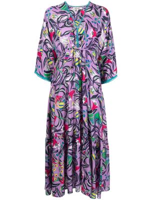 DVF Diane von Furstenberg graphic-print mid-length dress - Purple