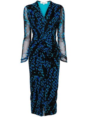DVF Diane von Furstenberg Hades graphic-print midi dress - Blue