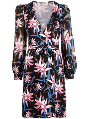 DVF Diane von Furstenberg Harlow floral-print wrap dress - Black