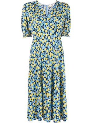 DVF Diane von Furstenberg Jemma lemon-print midi dress - Blue
