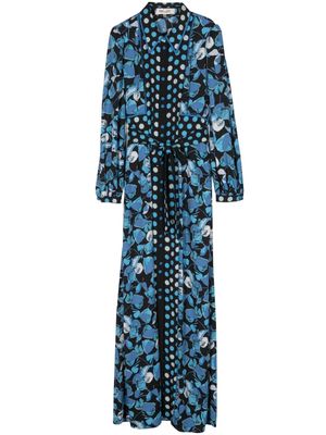 DVF Diane von Furstenberg Joshua polka-dot floral-print maxi dress - Blue