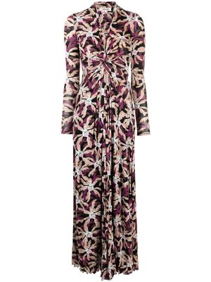 DVF Diane von Furstenberg knot-detail floral-print dress - Brown