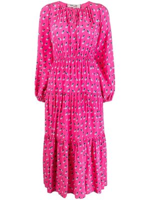 DVF Diane von Furstenberg long-sleeved round neck midi dress - Pink