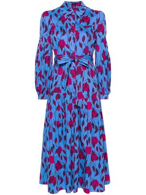 DVF Diane von Furstenberg Lux leaf-print midi dress - Blue