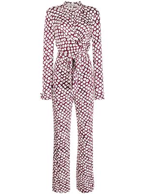 DVF Diane von Furstenberg Michele dot-pattern jumpsuit - Red