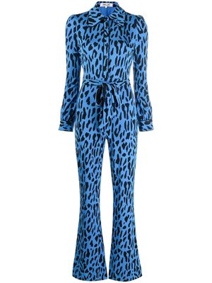 DVF Diane von Furstenberg Milly leopard-print flared jumpsuit - Blue