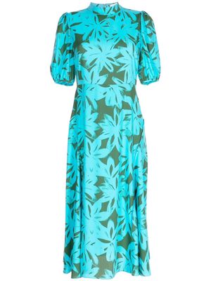 DVF Diane von Furstenberg Nella Brushed Petals-print midi dress - Blue