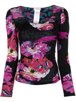 DVF Diane von Furstenberg painted blossom-print blouse - Black