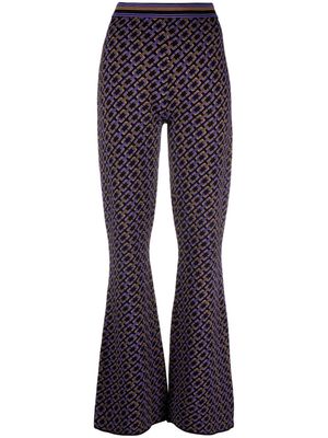 DVF Diane von Furstenberg patterned-jacquard flared trousers - Purple